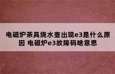 电磁炉茶具烧水壶出现e3是什么原因 电磁炉e3故障码啥意思